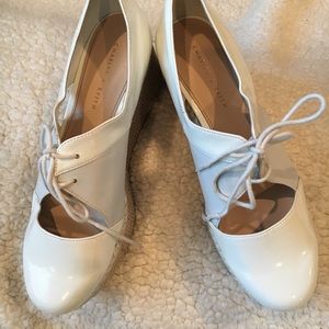Charles & Keith cream patent wedge heels